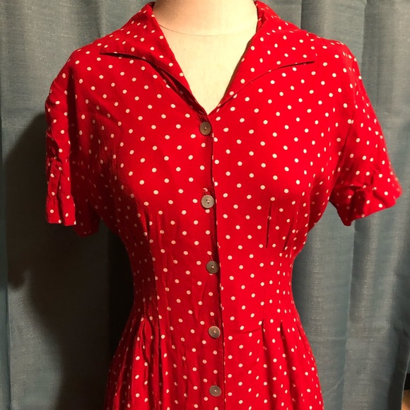 Vintage R&K Originals Red Polka Dot Dress - Picture 2 of 5